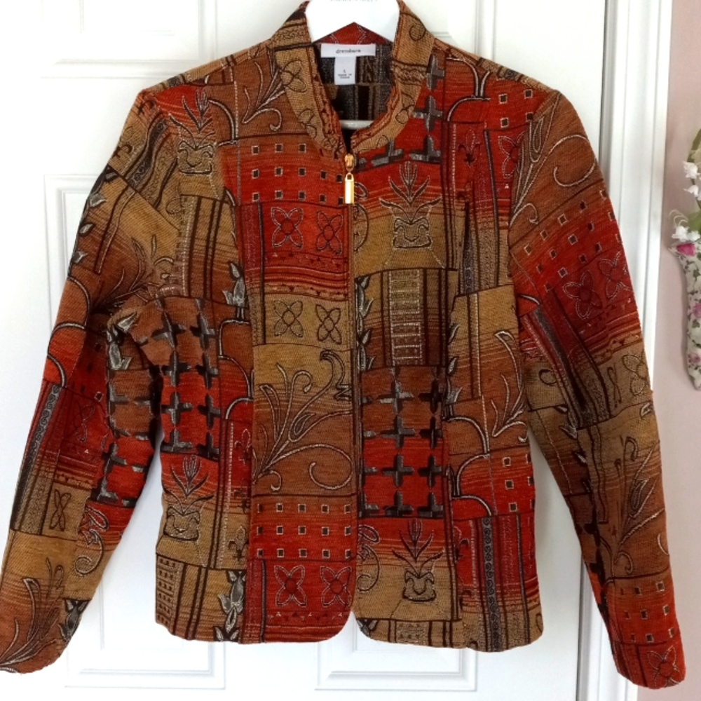 LAST CHANCE!! Classy DressBarn Brushed Woven Earthtones Zip-up Blazer w/Pockets